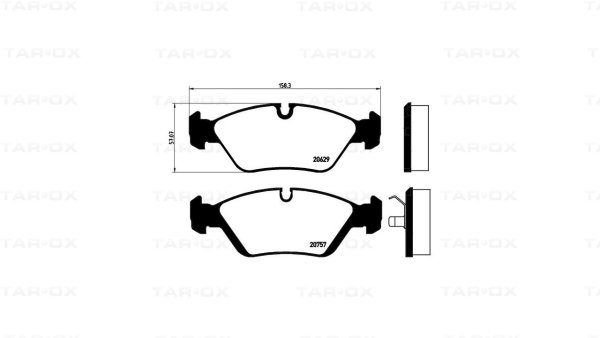 Tarox Bremsbeläge Vorderachse passend für Alpina B6 & BMW 5er (E28), BMW 6er (E24) 628, BMW M3 (E30), BMW M5 (E28) & Ferrari 328, Ferrari Dino & Porsche 928
