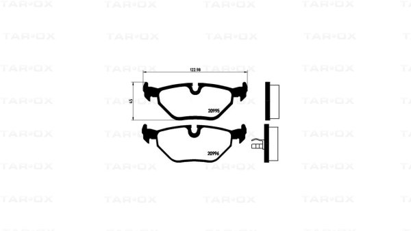 Tarox Bremsbeläge Hinterachse passend für BMW 3er (E36)(E46), 5er (E34), 7er (E32), M3 (E36), M5 (E34), Z1, Z3, Z4 (E85/E86) & Citroen Evasion & Jaguar XJ6, XJ8 & Maserati Ghibli Mk2 & Peugeot 806 & Rover Group 75 & MG ZT