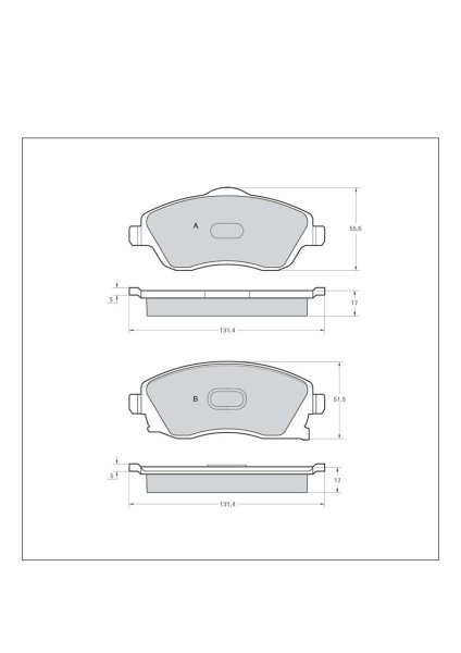 Tarox Bremsbeläge Vorderachse passend für Opel Combo, Opel Corsa C, Opel Meriva, Opel Tigra & Vauxhall Combo, Vauxhall Corsa Mk2, Vauxhall Meriva, Vauxhall Tigra